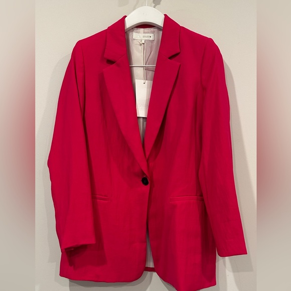 Zara Fuchsia Pink Crinkled Effect Blazer Size Small NWT - Picture 5 of 13